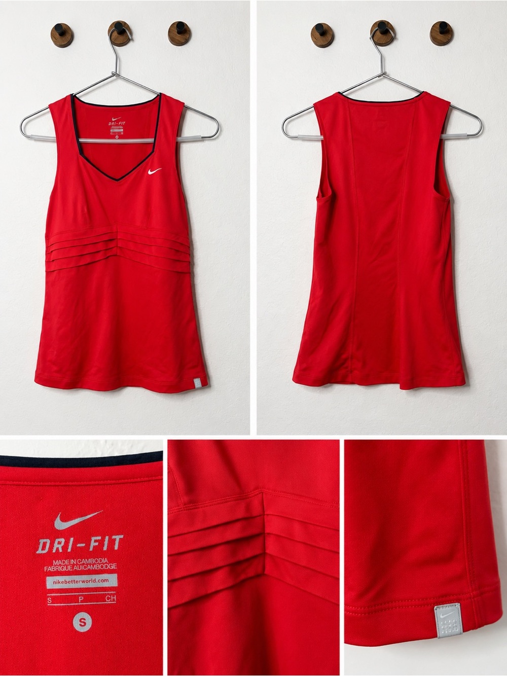 Nike Dri-FIT Red Athletic Tank Top Sleeveless Workout Shirt Size Small